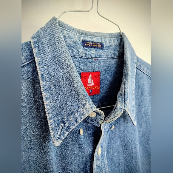 Vintage 90's Norsport Denim Shirt For Men Size Large Tall, Excellent Condition! - Picture 7 of 12